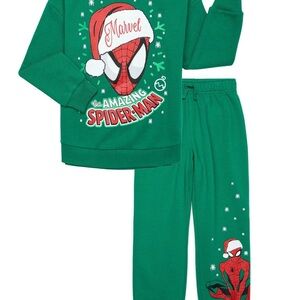 Marvel Spider-Man Green Holiday Sweatshirt and Pants Set